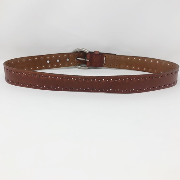 Fossil Tan Leather Studded Embossed Belt Medium - Picture 2 of 8